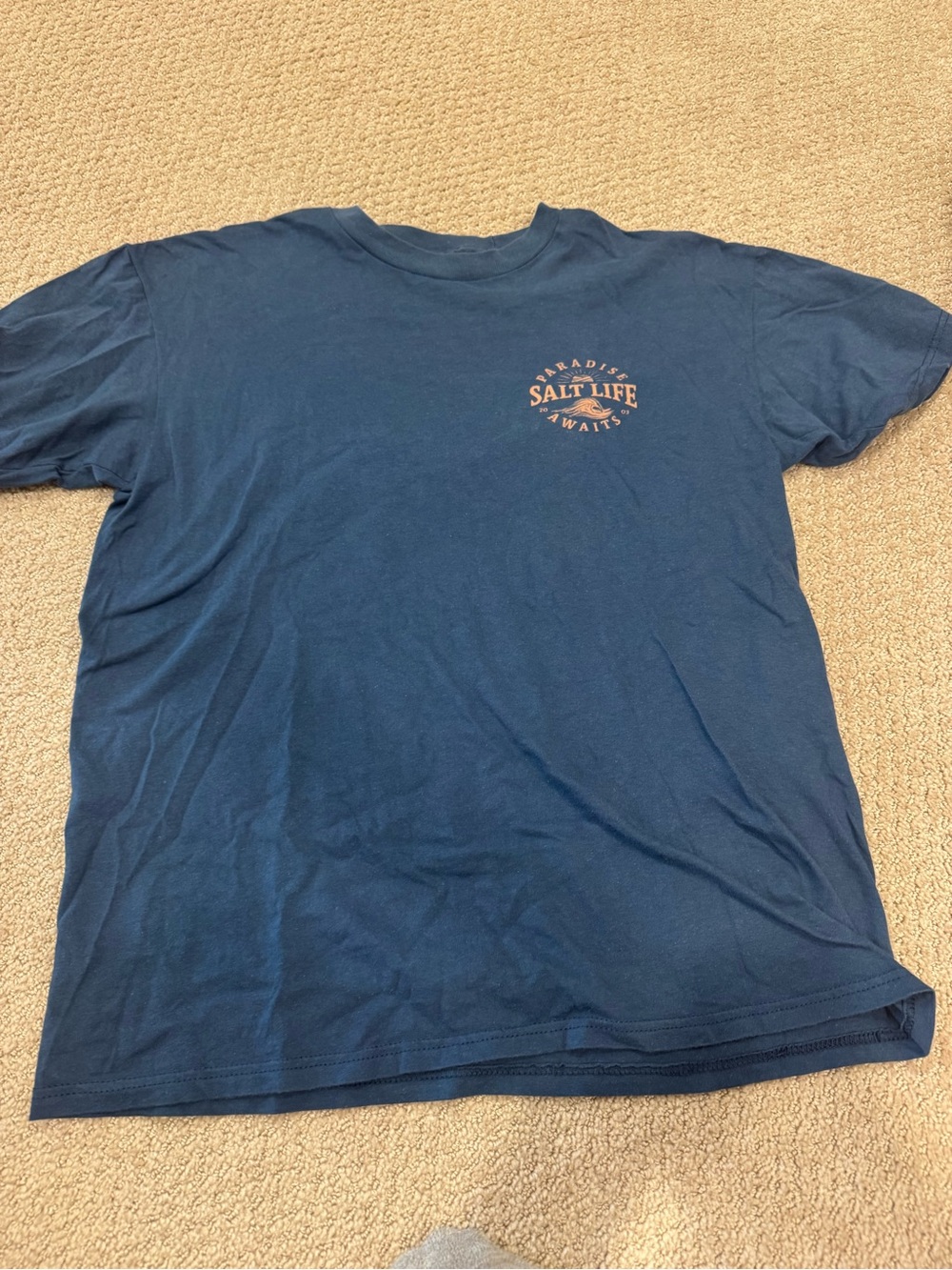 Salt Life Adult Navy Logo Crew Neck T‑Shirt
